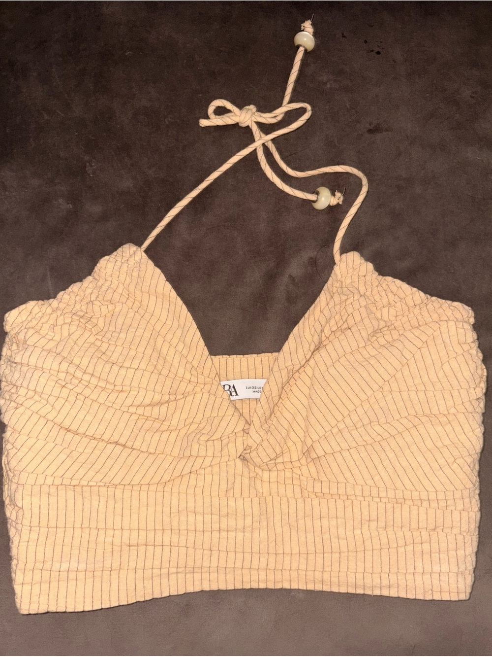 Zara Cream Ruched Halter Crop Camisole